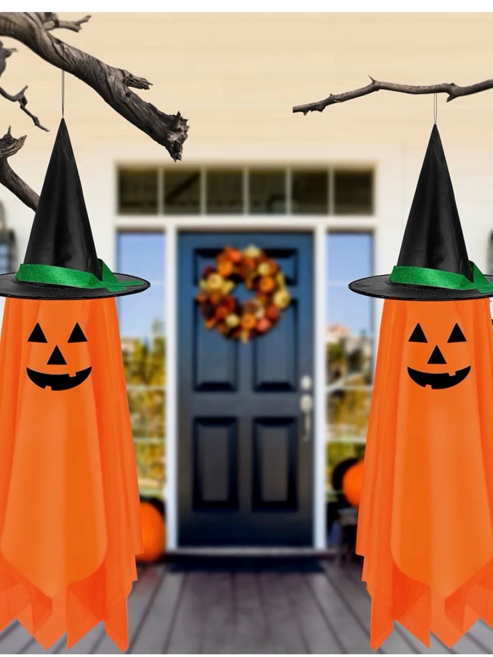 Halloween Hanging Pumpkin Witch Decorations - Orange